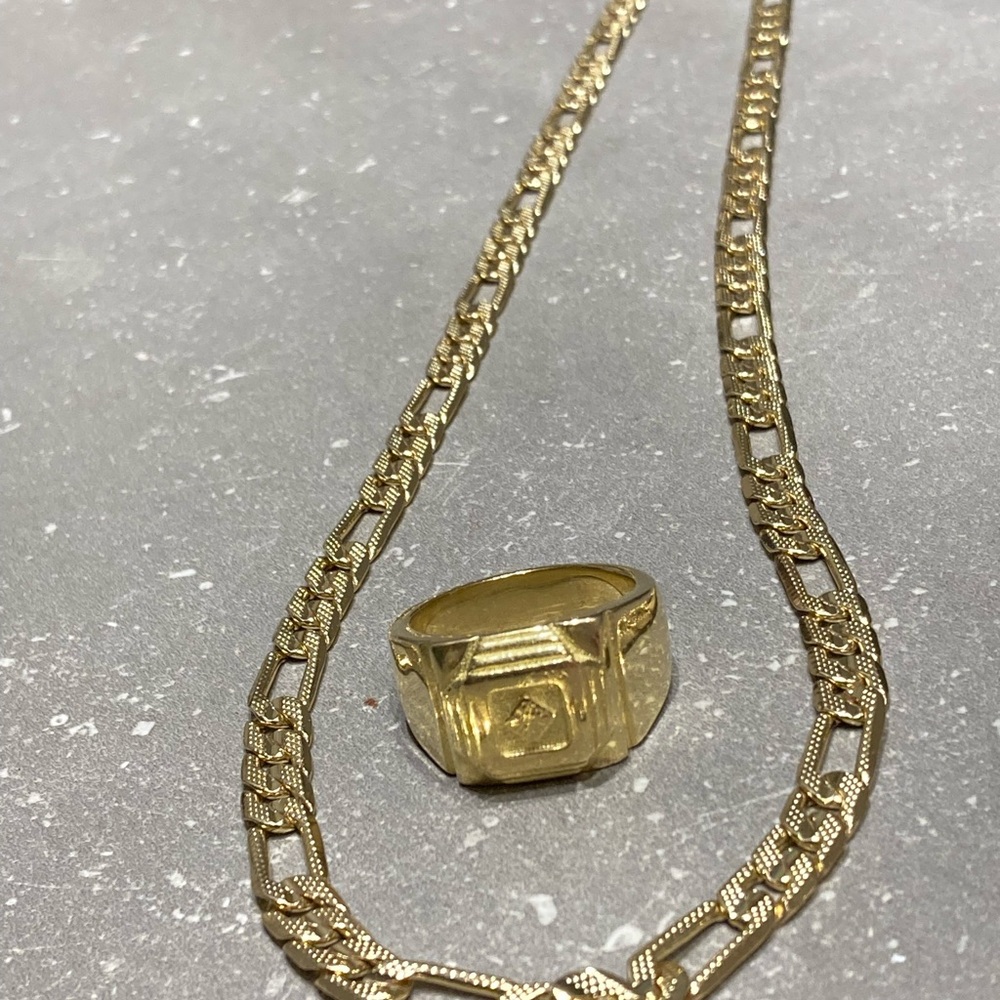 18 k Gold plated Chain Necklace and ring set